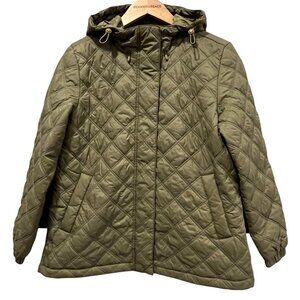 Madewell Airpuff Quilted Hooded Puffer Jacket, Green, S